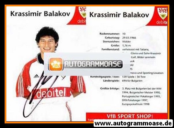 Autogramm Fussball | VfB Stuttgart | 1999 | Krassimir BALAKOV