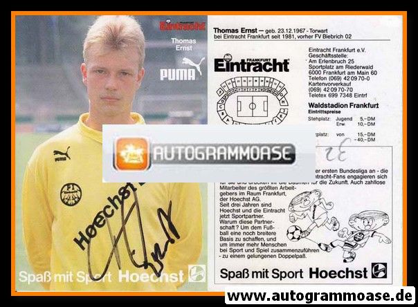 Autogramm Fussball | Eintracht Frankfurt | 1989 | Thomas ERNST