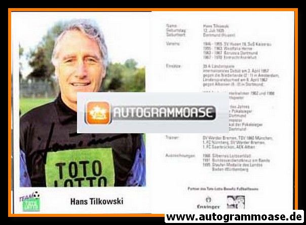 Autogramm Fussball | 1990er | Hans TILKOWSKI (Portrait Color) Toto Lotto 1