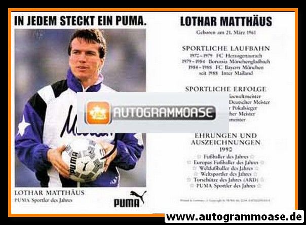Autogramm Fussball | 1990 Puma | Lothar MATTHÄUS (Portrait Color) SdJ