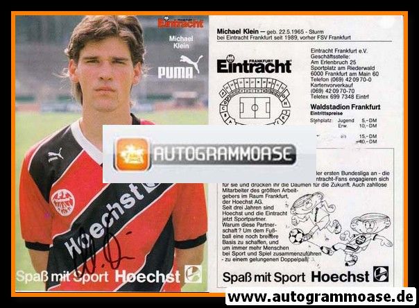 Autogramm Fussball | Eintracht Frankfurt | 1989 | Michael KLEIN