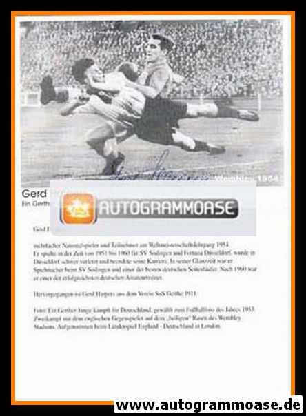 Autogramm Fussball | DFB | 1954 Retro | Gerd HARPERS (Spielszene SW) Wembley