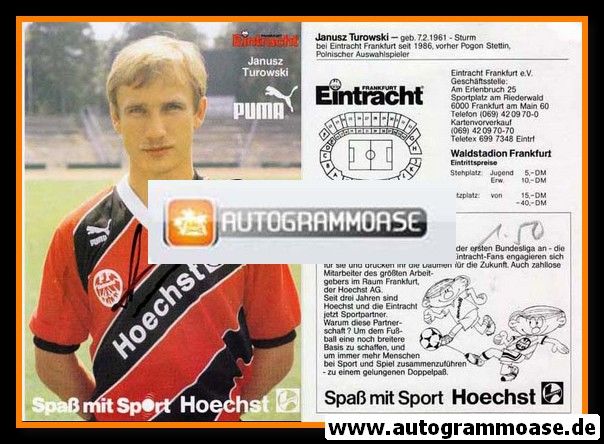 Autogramm Fussball | Eintracht Frankfurt | 1989 | Janusz TUROWSKI