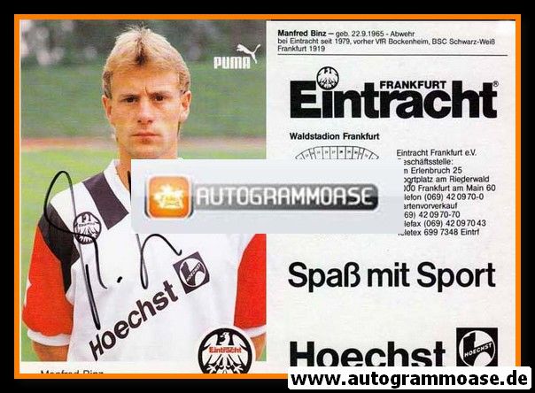 Autogramm Fussball | Eintracht Frankfurt | 1990 | Manfred BINZ