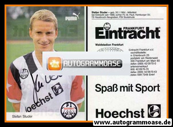Autogramm Fussball | Eintracht Frankfurt | 1990 | Stefan STUDER