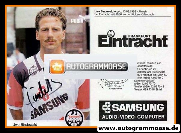 Autogramm Fussball | Eintracht Frankfurt | 1991 | Uwe BINDEWALD