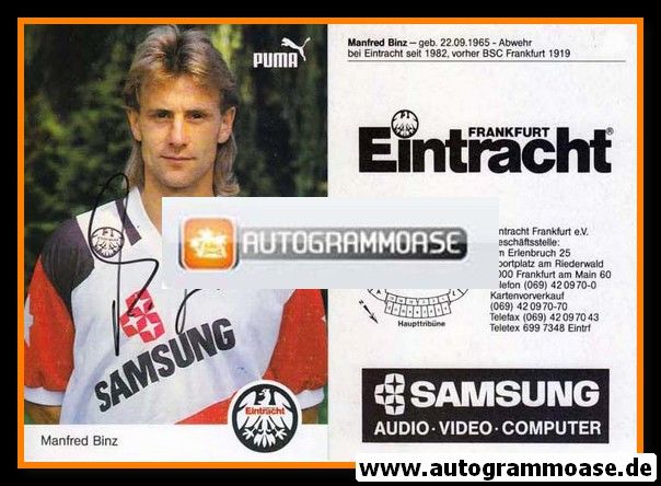 Autogramm Fussball | Eintracht Frankfurt | 1991 | Manfred BINZ (1)