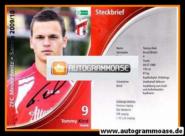 Autogramm Fussball | ZFC Meuselwitz | 2009 | Tommy KIND