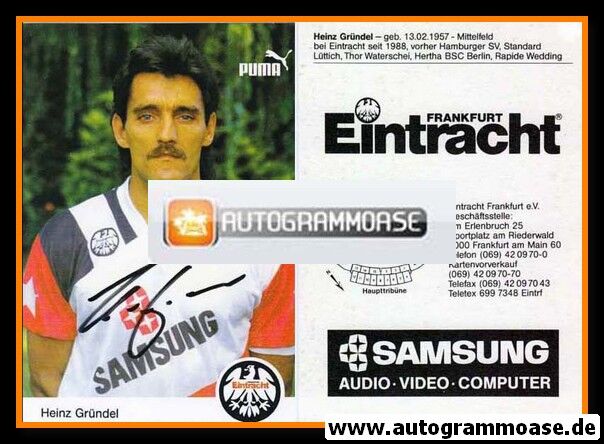Autogramm Fussball | Eintracht Frankfurt | 1991 | Heinz GRÜNDEL
