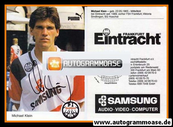 Autogramm Fussball | Eintracht Frankfurt | 1991 | Michael KLEIN