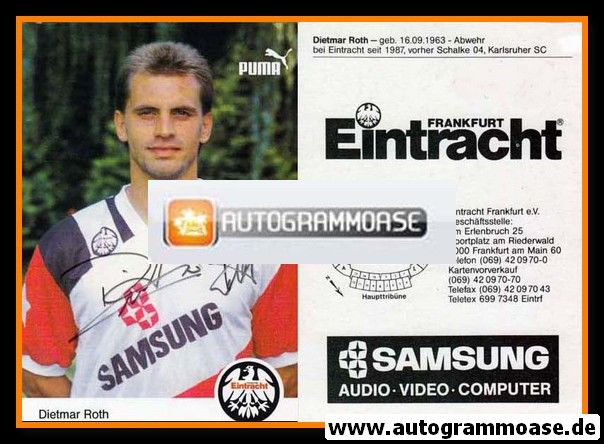 Autogramm Fussball | Eintracht Frankfurt | 1991 | Dietmar ROTH