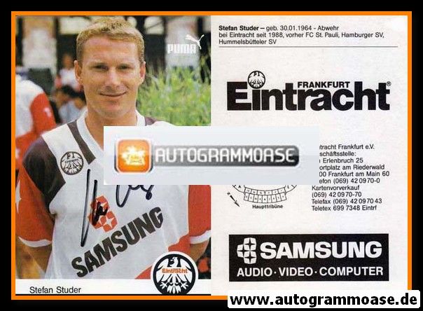 Autogramm Fussball | Eintracht Frankfurt | 1991 | Stefan STUDER