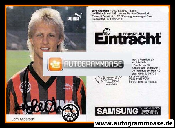 Autogramm Fussball | Eintracht Frankfurt | 1992 | Jörn ANDERSEN