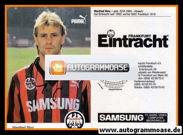 Autogramm Fussball | Eintracht Frankfurt | 1992 | Manfred BINZ