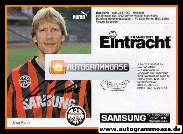 Autogramm Fussball | Eintracht Frankfurt | 1992 | Uwe RAHN