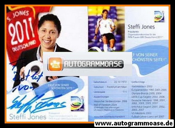 Autogramm Fussball (D) | 2011 WM FIFA | Steffi JONES (Collage Color) Präsidentin OK