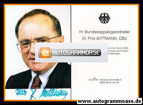 Autogramm Politik | CSU | Fritz WITTMANN | 1980er (Portrait Color)