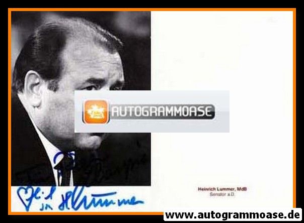 Autogramm Politik | CDU | Heinrich LUMMER | 1980er (Portrait SW) 1