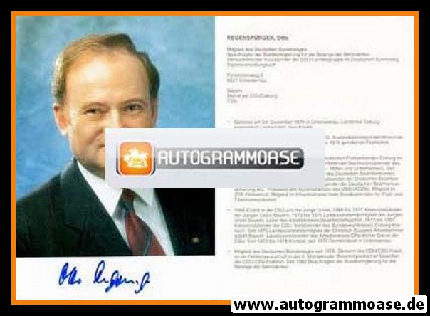 Autogramm Politik | CSU | Otto REGENSPURGER | 1980er (Portrait Color)