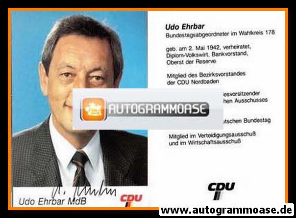 Autogramm Politik | CDU | Udo EHRBAR | 1980er (Portrait Color)