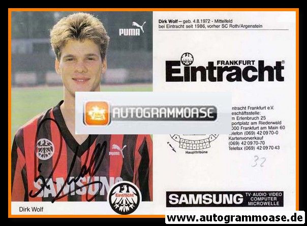 Autogramm Fussball | Eintracht Frankfurt | 1992 | Dirk WOLF