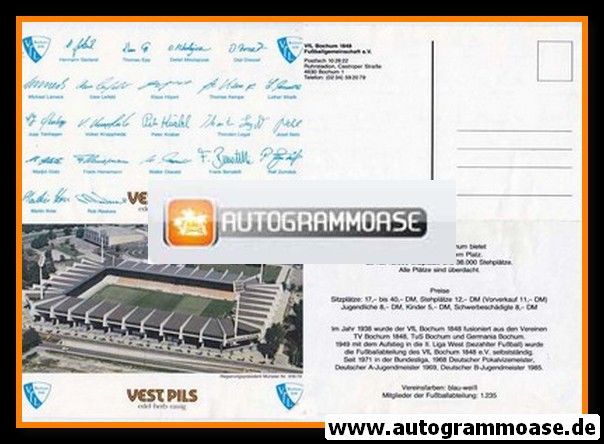 Autogrammkarte Fussball | VfL Bochum | 1986 | RUHRSTADION (4-seitig)