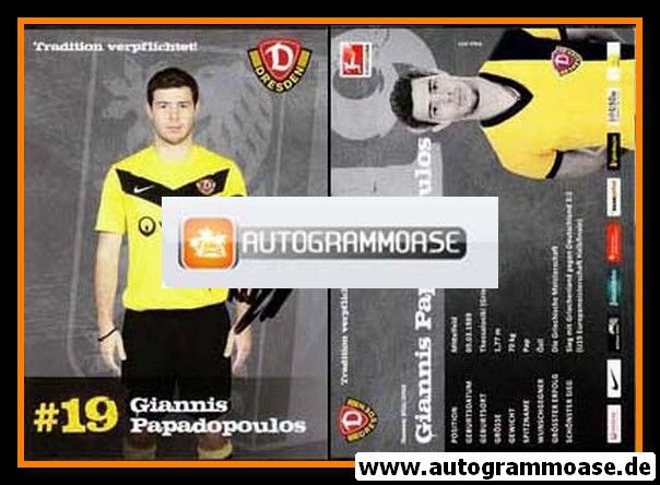 Autogramm Fussball | Dynamo Dresden | 2011 | Giannis PAPADOPOULOS
