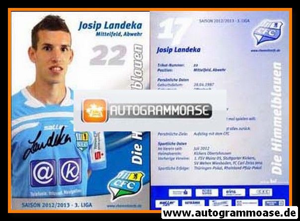 Autogramm Fussball | Chemnitzer FC | 2012 | Josip LANDEKA