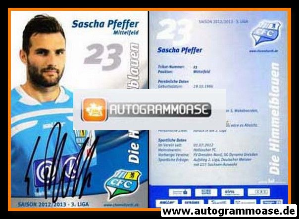 Autogramm Fussball | Chemnitzer FC | 2012 | Sascha PFEFFER