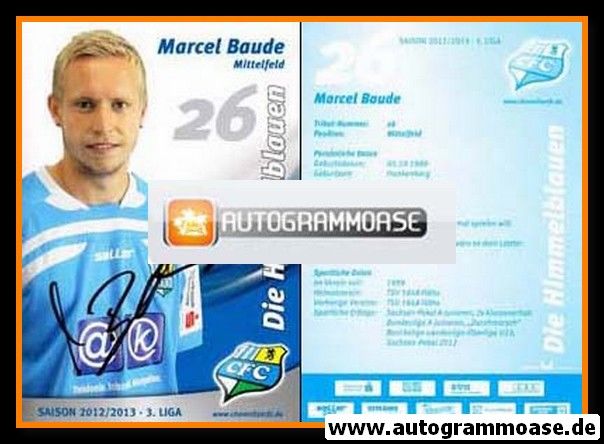 Autogramm Fussball | Chemnitzer FC | 2012 | Marcel BAUDE