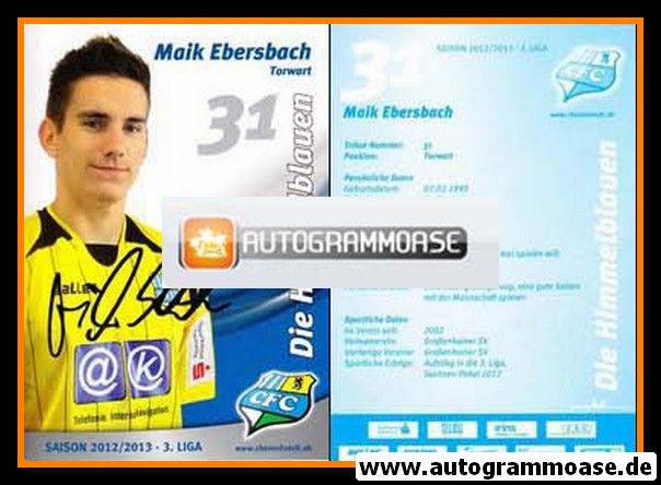 Autogramm Fussball | Chemnitzer FC | 2012 | Maik EBERSBACH