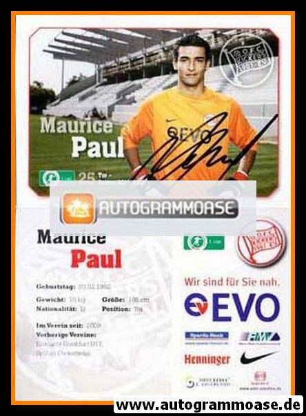 Autogramm Fussball | Kickers Offenbach | 2011 | Maurice PAUL
