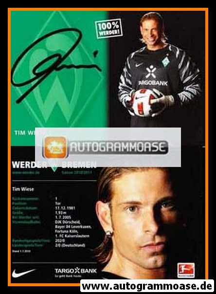 Autogramm Fussball | SV Werder Bremen | 2010 | Tim WIESE