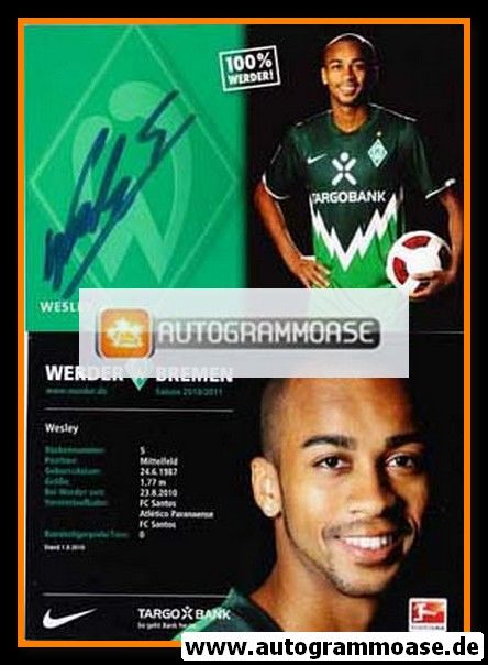 Autogramm Fussball | SV Werder Bremen | 2010 | WESLEY