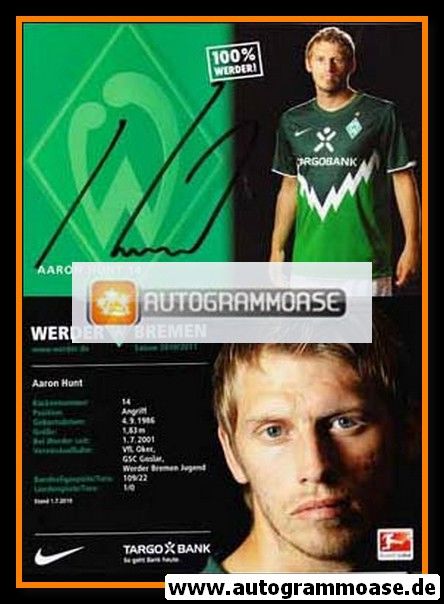 Autogramm Fussball | SV Werder Bremen | 2010 | Aaron HUNT