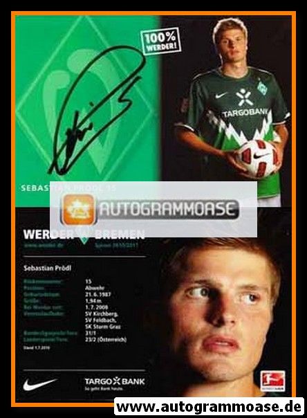 Autogramm Fussball | SV Werder Bremen | 2010 | Sebastian PRÖDL