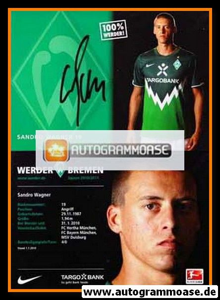 Autogramm Fussball | SV Werder Bremen | 2010 | Sandro WAGNER