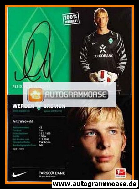 Autogramm Fussball | SV Werder Bremen | 2010 | Felix WIEDWALD
