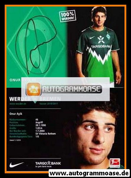Autogramm Fussball | SV Werder Bremen | 2010 | Onur AYIK