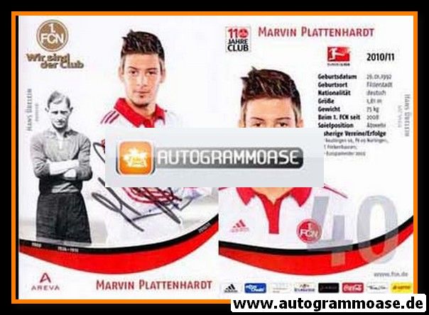 Autogramm Fussball | 1. FC Nürnberg | 2010 | Marvin PLATTENHARDT