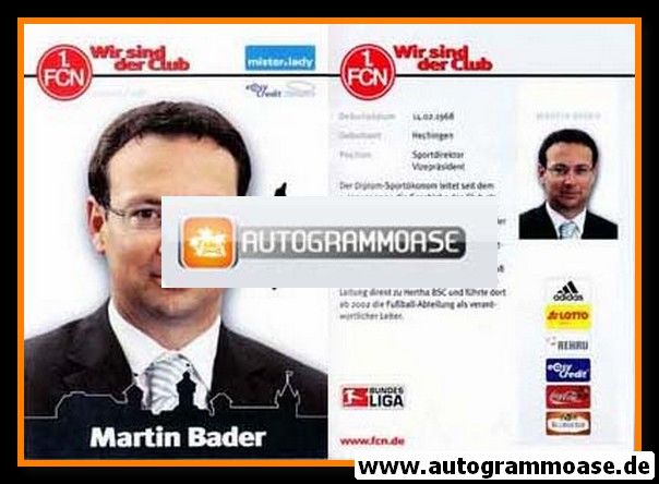 Autogramm Fussball | 1. FC Nürnberg | 2007 | Martin BADER