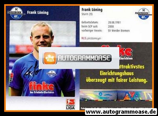 Autogramm Fussball | SC Paderborn 07 | 2009 | Frank LÖNING