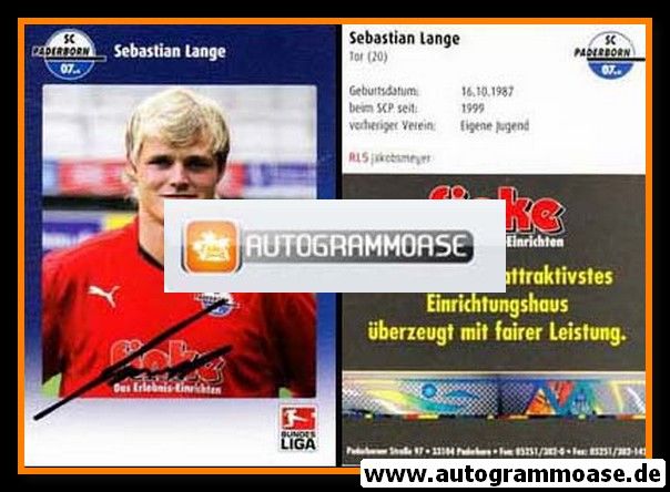 Autogramm Fussball | SC Paderborn 07 | 2009 | Sebastian LANGE