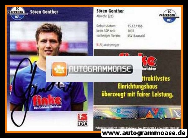Autogramm Fussball | SC Paderborn 07 | 2009 | Sören GONTHER