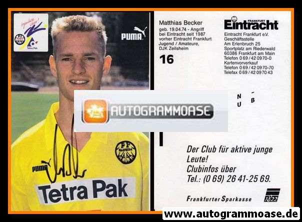 Autogramm Fussball | Eintracht Frankfurt | 1995 | Matthias BECKER
