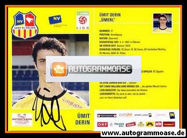Autogramm Fussball | SKN St. Pölten | 2008 | Ümit DERIN