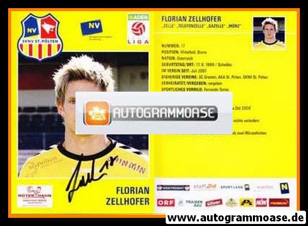 Autogramm Fussball | SKN St. Pölten | 2008 | Florian ZELLHOFER