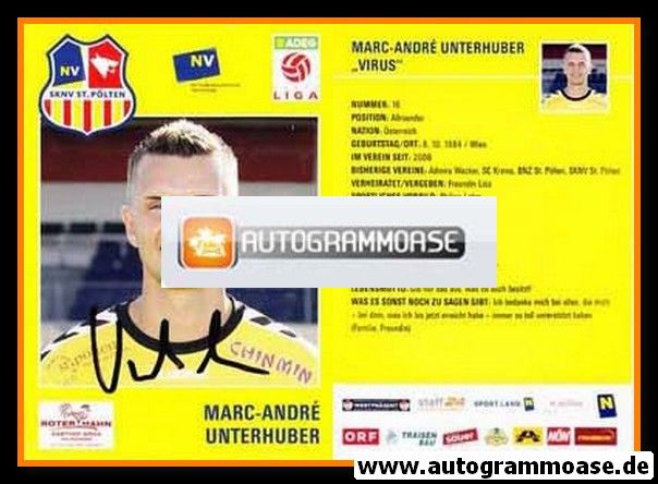 Autogramm Fussball | SKN St. Pölten | 2008 | Marc-Andre UNTERHUBER