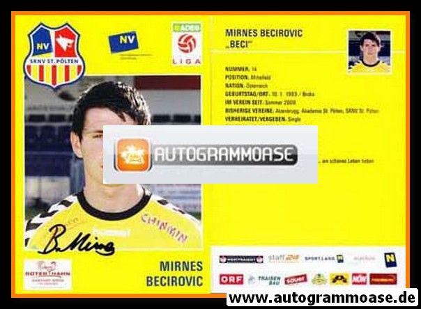 Autogramm Fussball | SKN St. Pölten | 2008 | Mirnes BECIROVIC