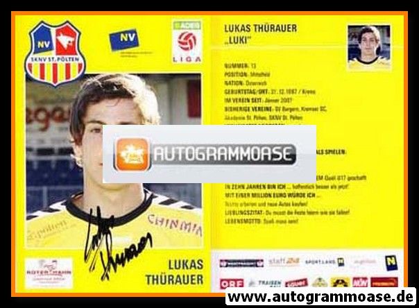 Autogramm Fussball | SKN St. Pölten | 2008 | Lukas THÜRAUER